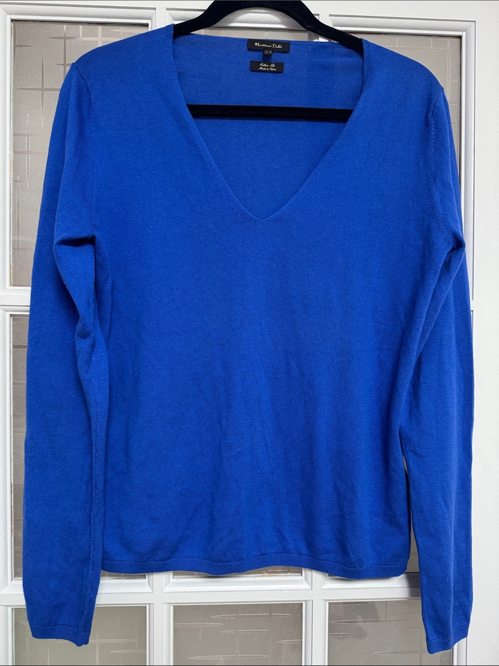 Massimo Dutti Royal Blue V-Neck Sweater